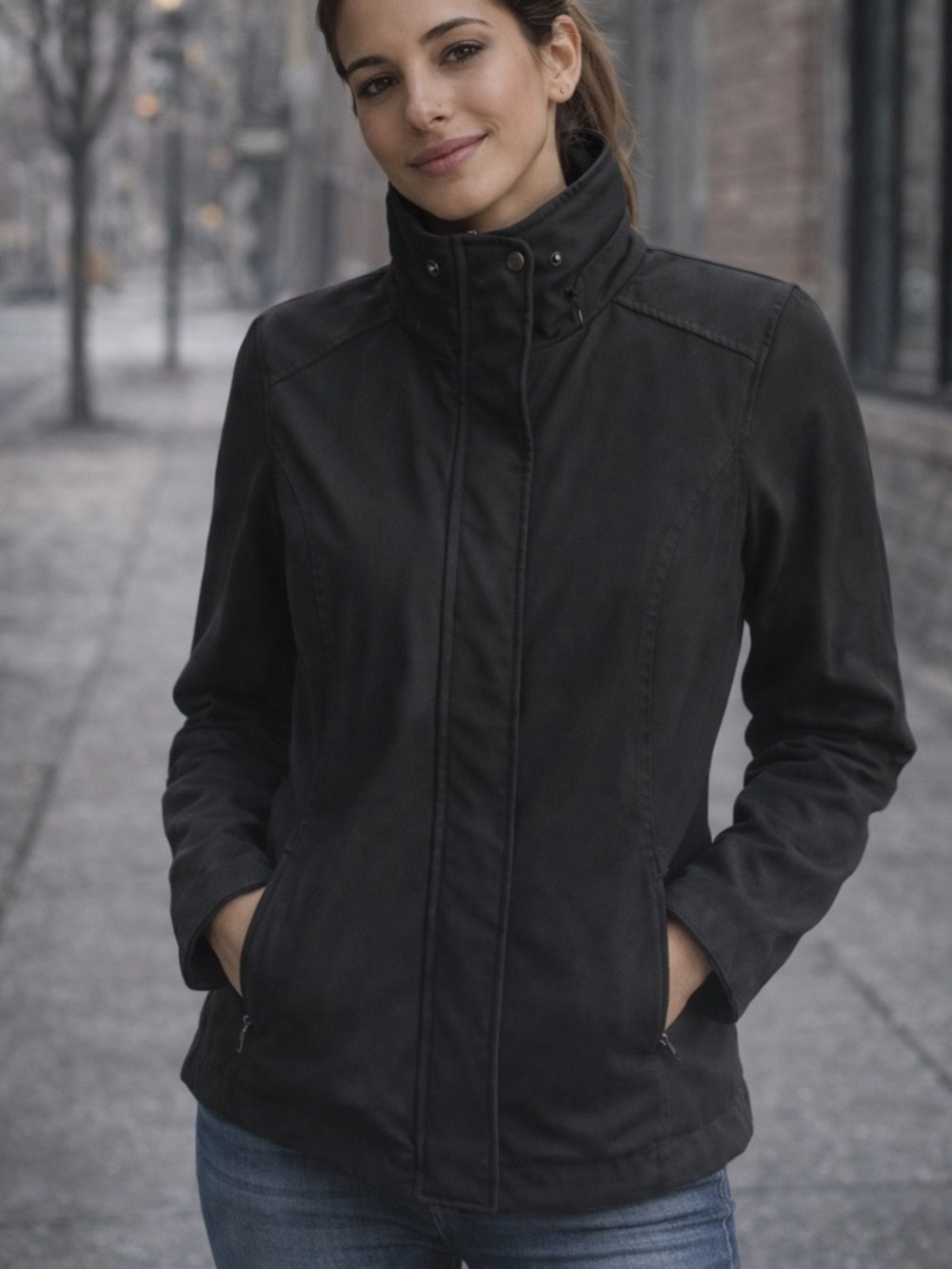 Weatherproof Women’s Black Softshell Jacket Small S/P Lightweight Zip Coat